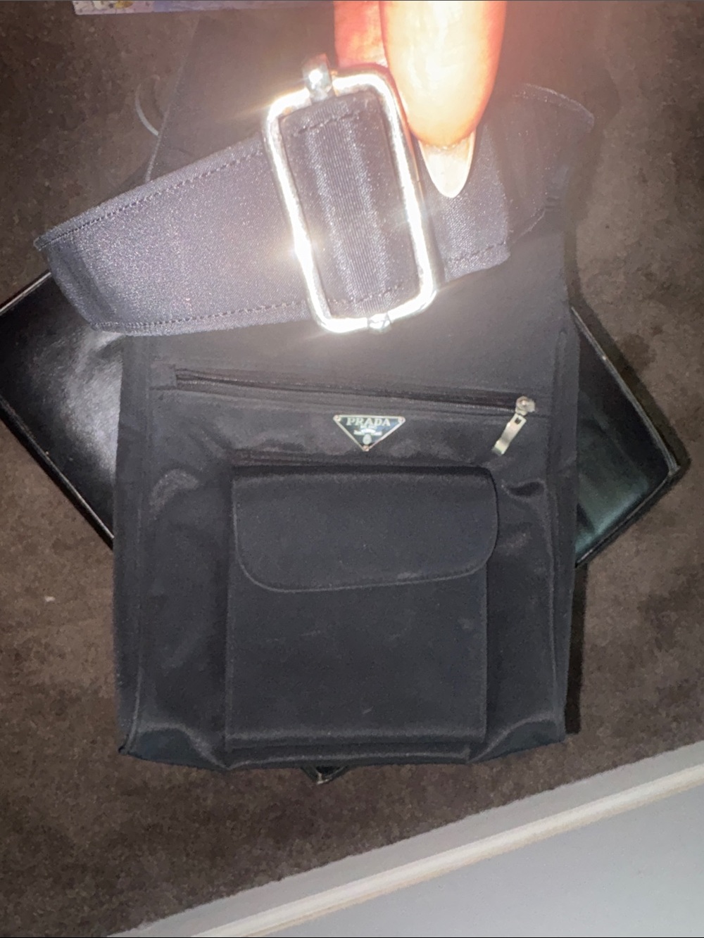 Prada Black Nylon Messenger Bag with Front Flap Pocket - Picture 7 of 7